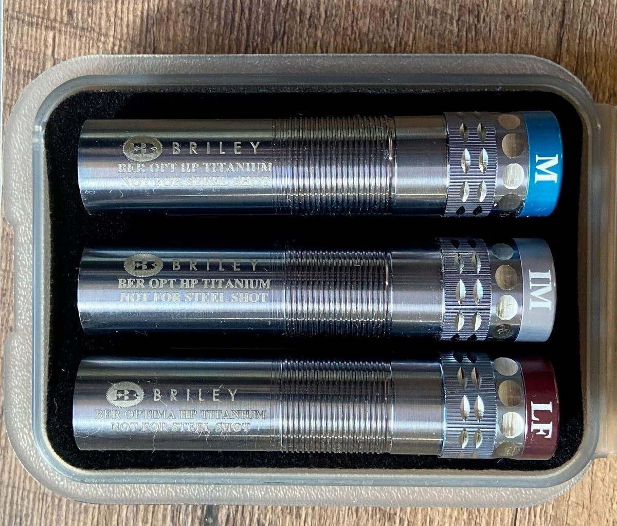 SET OF 3 BRILEY TITANIUM BERETTA OPTIMA HP CHOKE TUBES WITH CASE