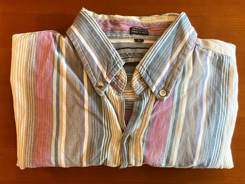 Members Only Single Needle Tailoring Button Down Shirt Vintage Size L 80s 90s - Image 2 of 4