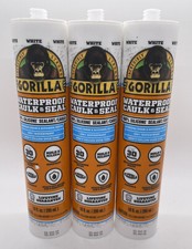 3 tubes Gorilla WHITE Caulk  Seal Sealant 10 oz each NEW SEALED  NO STEMS 