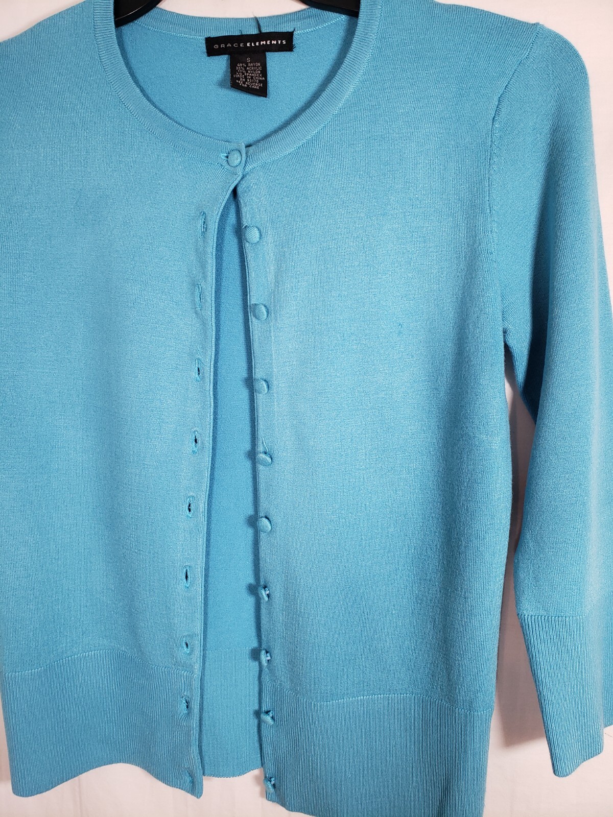 Grace Elements Teal Button Up Sweater Cardigan Lo… - image 3