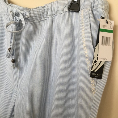 Pijama Nine West grande azul blanco a rayas, cintura elástica nuevo con etiquetas $69 - Imagen 5 de 5