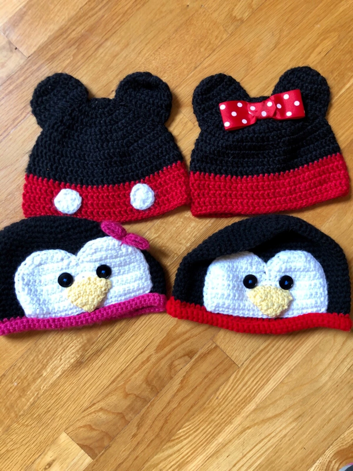 Knit Hats Girl & Boy-Disney Mickeys and Penguins.
