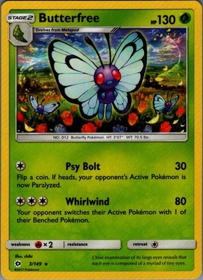Butterfree Rare SM Base Set 3/149 NM