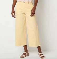 a.n.a Soft Drape Womens Tall Wide Leg High Rise Cropped Pant, Vanilla Sz 14T