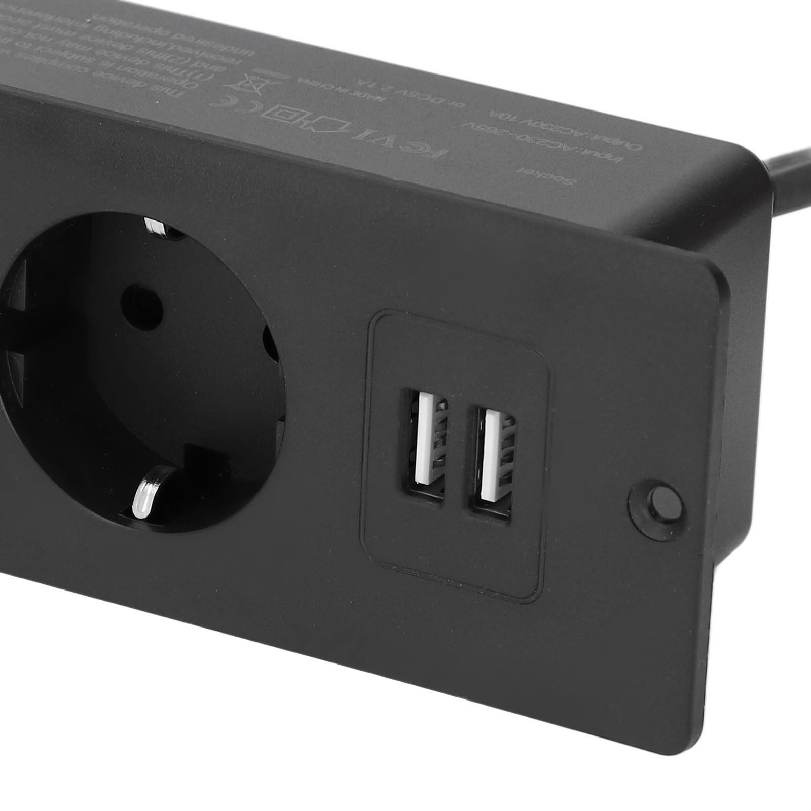 Embedded Power Outlet 2 USB 2 10A Ports Recessed Desk Socket In Desk Power BL