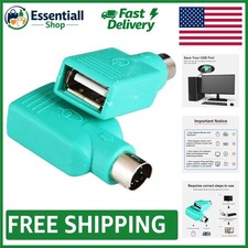 Compact PS2 to USB Adapter for Wired Mice - 2 Pieces, Green Matte Finish