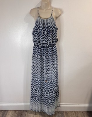 Vintage Y2K NEW City Triangles Maxi Dress L Diamond Blue White Gold Boho Beach | eBay Vintage Y2K NEW City Triangles Maxi Dress L Diamond Blue White Gold Boho Beach | eBay