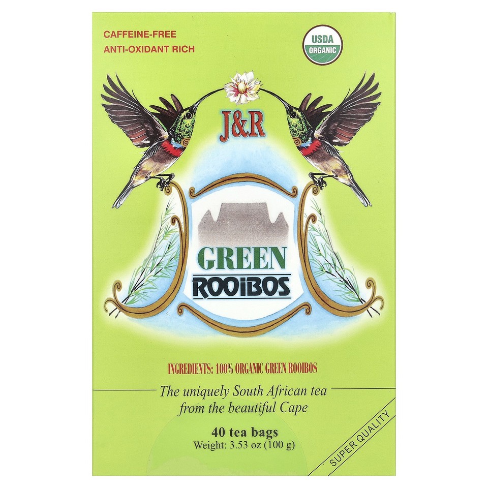 Green Rooibos, Caffeine-Free, 40 Tea Bags, 3.53 oz (100 g)