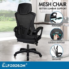 Image of ELFORDSON Mesh Office Chair High Back Executive Recliner Footrest Swivel Gaming
