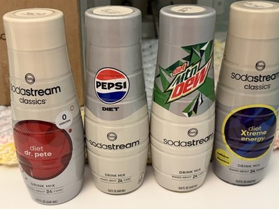 4 Pack Soda Stream 24 Cans Per Bottle Diet Pepsi Dr Pete Mt Dew Extreme Energy