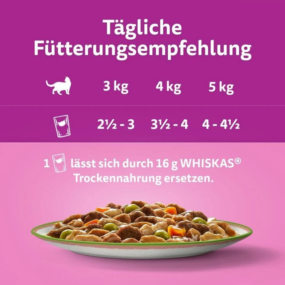 Whiskas 1+ Katzennassfutter Ragout Geflügel Auswahl in Gelee, 40x85g (1 Packung) - Bild 3 von 4
