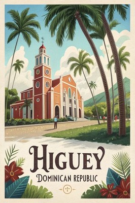 Lebendiges Higüey Dominikanische Republik Reiseposter - Tropisches Paradies Kunstdruck A1