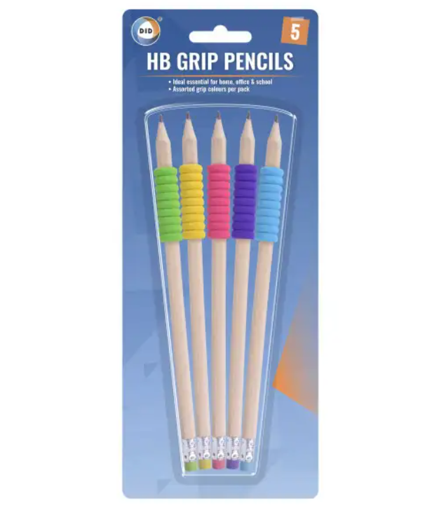Easy Grip HB Pencils 5 X HB Pencils with eraser handwriting stationery school