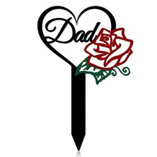 Dad Memorial Grave Markers Metal Heart Memorial Plaque Stake Father'S Day Sympat