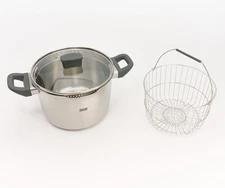 Kuhn Rikon 4-quart S/S Straining Stock Pot w/ Steamer Basket K85737 GREY