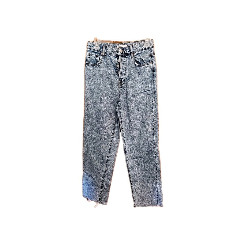 Pacsun High Rise Straight Denim Jeans Women's Size 27 Blue Button-Fly Rough Hem