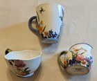 Harry & David 3 Pcs Coffee Mug Tea Cup Creamer/Pitcher Flowers on White Ceramic — photo 3
