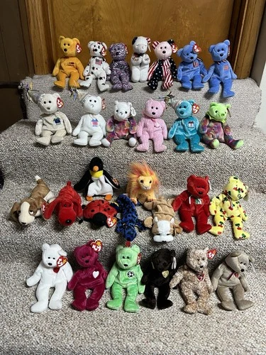28 New Vtg Ty Beanie Babies Hang Tags Various Some Doubles Rare Retired