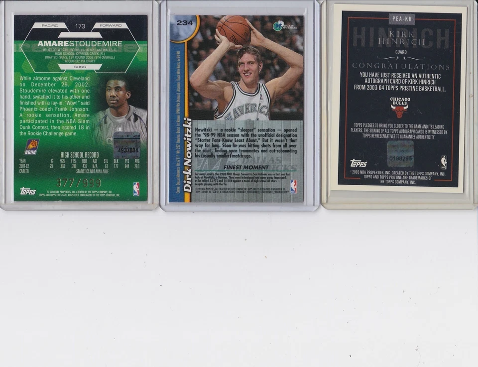 2002-03 FINEST RC AUTO AMARE STOUDEMIRE #173 377/999  DIRK NOWITZKY RC  + BONUS - Image 2 of 4