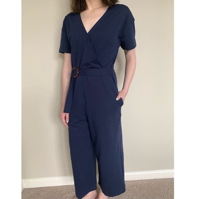 Roolee The Neptune Happy Wrap Wide Leg Jumpsuit in Navy Blue