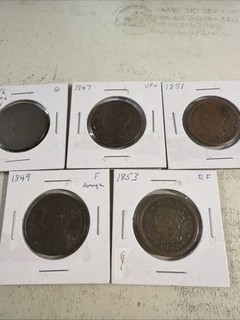 1807/6 1847 1849 1851 1853 5 Large Cent Lot