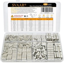 380PCS Non Insulated Butt Connectors Kit Butt Splice Connector Uninsulated Wi