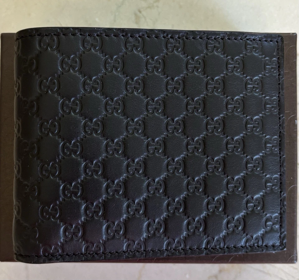 Cartera de hombre GUCCI NUEVA EN CAJA GG MICROGUCCISSIMA plegable, marrón oscuro Foto 2 de 4