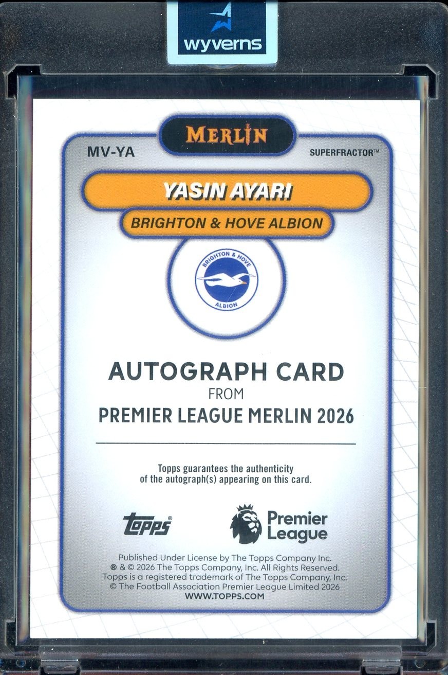 2026 Topps Merlin Premier League Soccer Superfractor Yasin Ayari RC AUTO 1/1 view 2