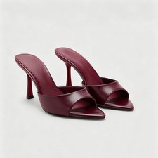 Women High Heel Sandals Open Toe Slip On Dress Shoes Summer Casual Party Slides