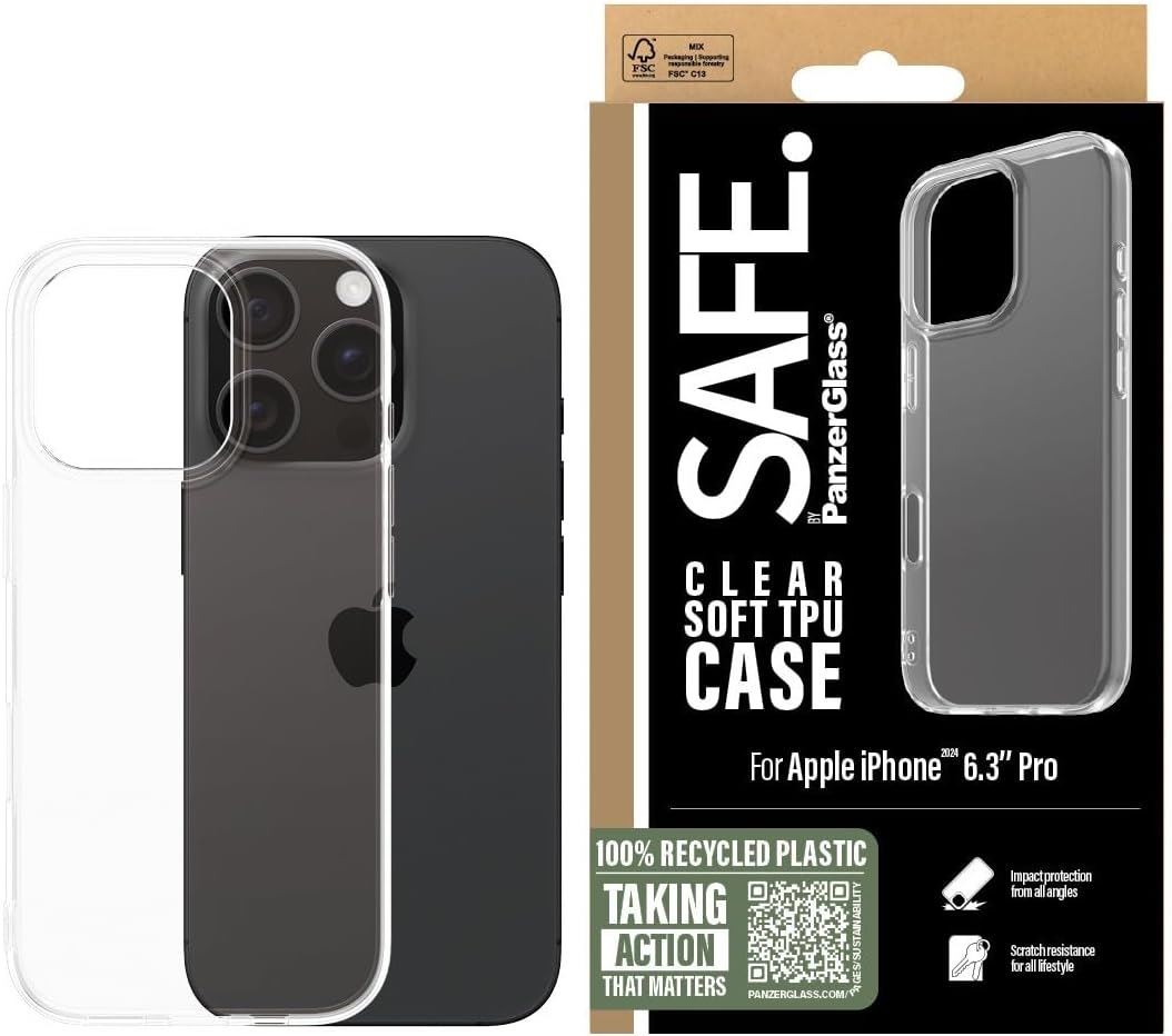 Panzer Glass Safe Soft TPU Clear Case for iPhone 16 Pro 6.3"" - SAFE95897