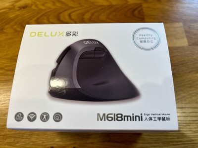 DELUX Linkshänder kabellose vertikale ergonomische Maus, wiederaufladbar für Laptop/PC