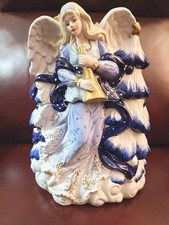 Vtg Christmas Tree Angel with Trump In Hand C...