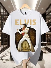 Elvis Presley In Gold Outfit Print Round Neck Short Sleeve T-Shirt