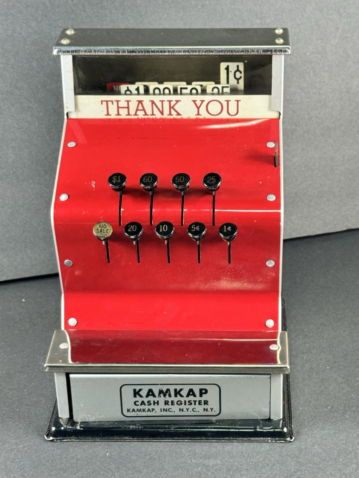 как выглядит Vintage Kamkap Metal Toy Cash Register 1950s N.Y.C. USA фото