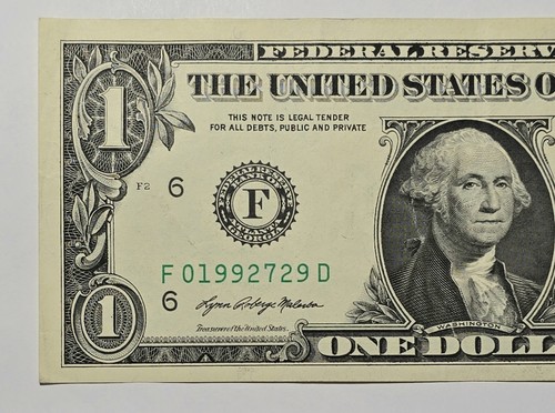 $1 Birthday /Anniversary Note Serial Number F 01992729 D💥1992 July 29th💥Rare - Picture 2 of 4