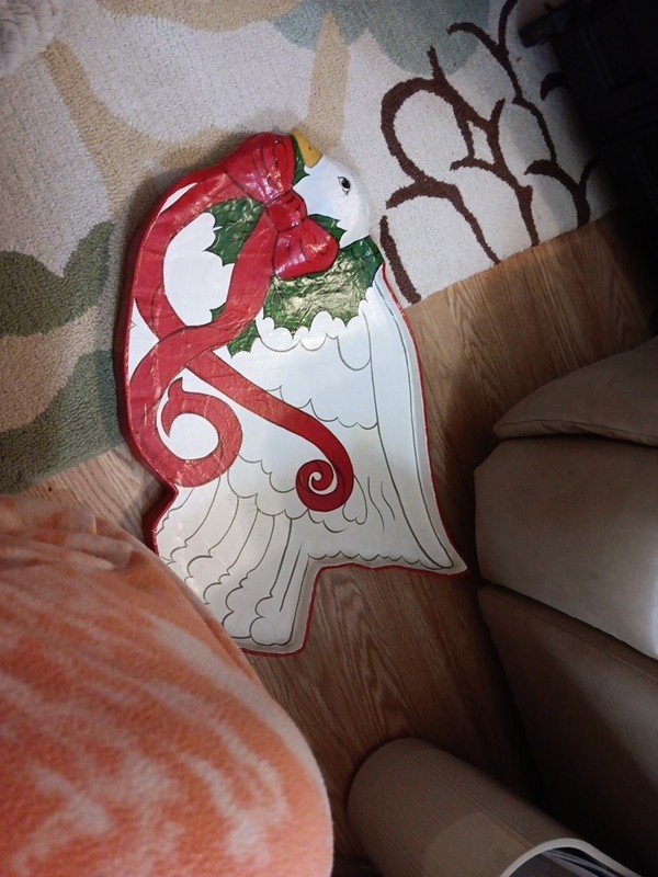   Vtg Silvestri Christmas  Goose Tray  Painted Paper Mache Decor 13" X 21"