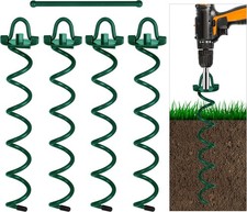 16 Inch Spiral Ground Anchors Heavy Duty Screw in Spiral Stakes, 4 Pack Folding