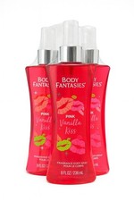 3 Counts Body Fantasies Pink Vanilla Kiss Fantasy Body Spray, 8 fl.oz.