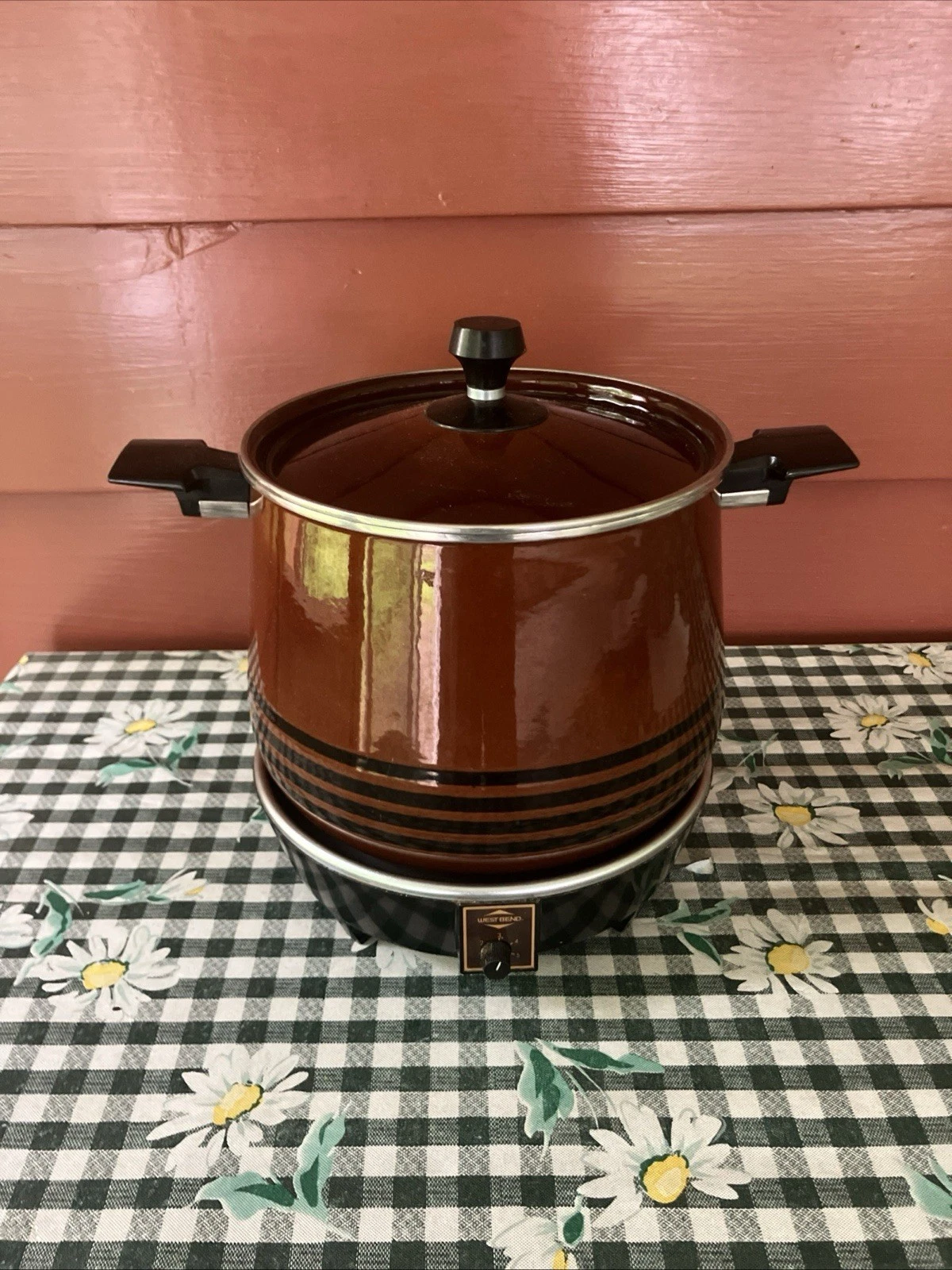 VTG 70s West Bend 5225 Lazy Day 6 Qt. Enamel Slow Cooker/Crock Pot, Tested Works