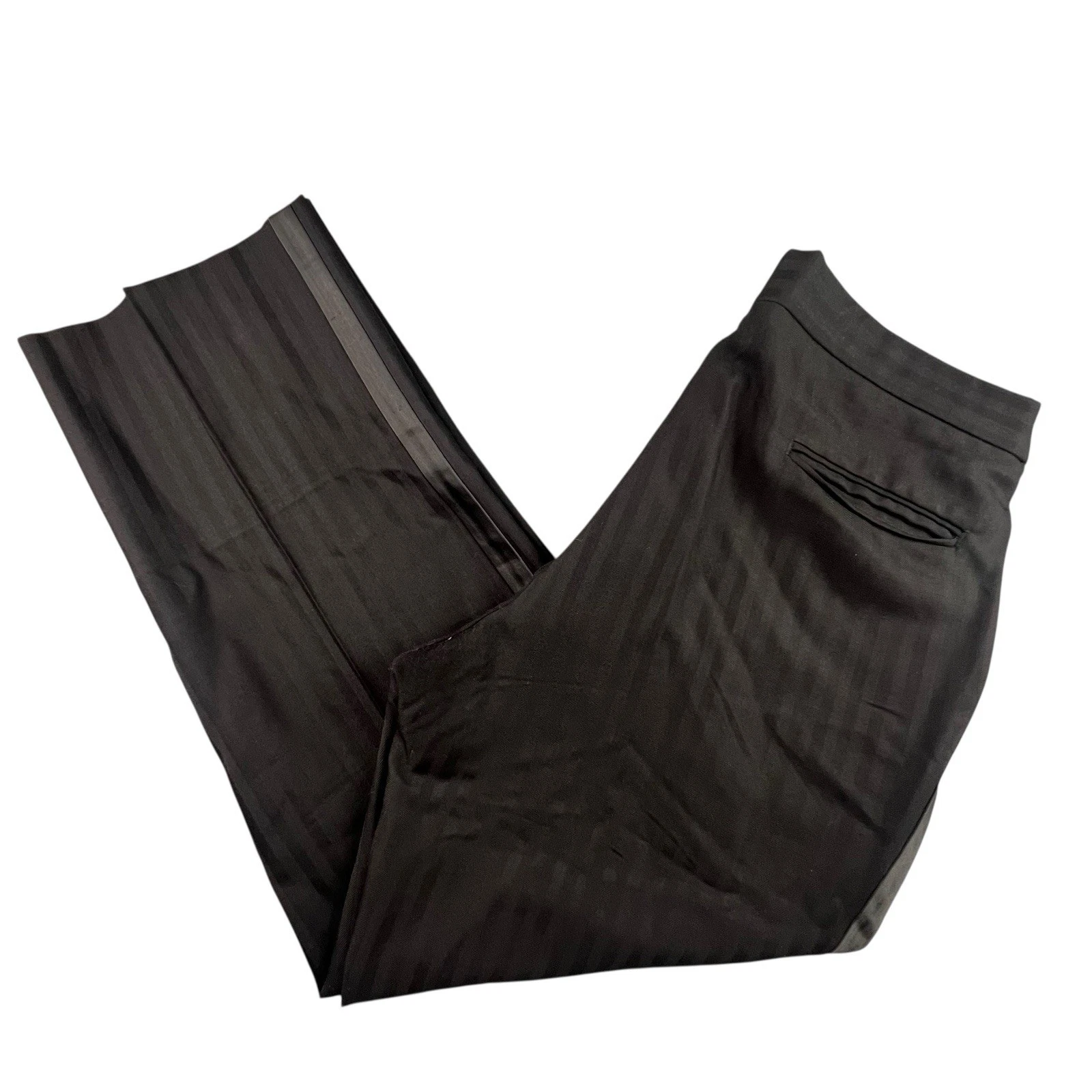 Christian Dior Pantalone Abito Regolabile Uomo "36 x 29" Nero Righe Pieghettato USA