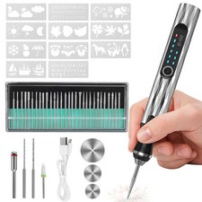 Upgraded Electric Engraving Pen with 37 Bits  3-Speed Adjust,USB Silver