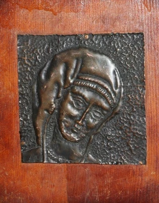 Antique 10 cm copper decorative bass relief sculpture Bulgarian Folk art - Bild 1 von 4