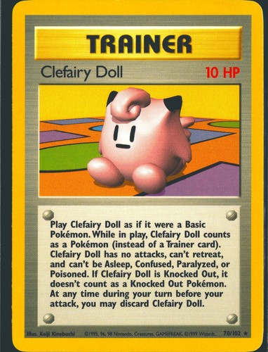 Clefairy Doll 70/102 Rare Base Set Unlimited Pokemon Lightly Played