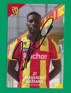 FOOTBALL carte joueur MASSADIO HAIDARA équipe RC LENS 2019 2020 signée