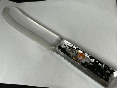 E.S.P.  Glass Knife Vintage Fruit Knife Painted Handle Design Depression Era