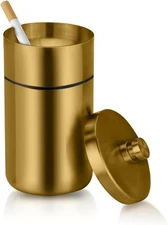 Ashtray with Lid Smell Proof Portable Ash Tray for Cup Holder Detachable-Gold