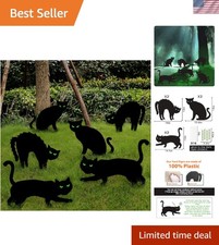Halloween Decorations Outdoor, 6ct Black Cat Decor Yard Signs with Stakes, Sc...