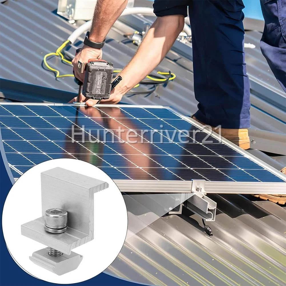 10pcs 35mm Solar Panel Rail Bracket Mounting Aluminium Alloy Fixing End Clamp OZ