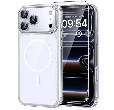 TAURI iPhone 17 Pro Max MagSafe Case, Clear White Shockproof Cover + Protector