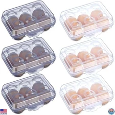 6-Pack Portable Plastic Egg Cartons - 6-Grid Storage Tray for Camping & Carriage